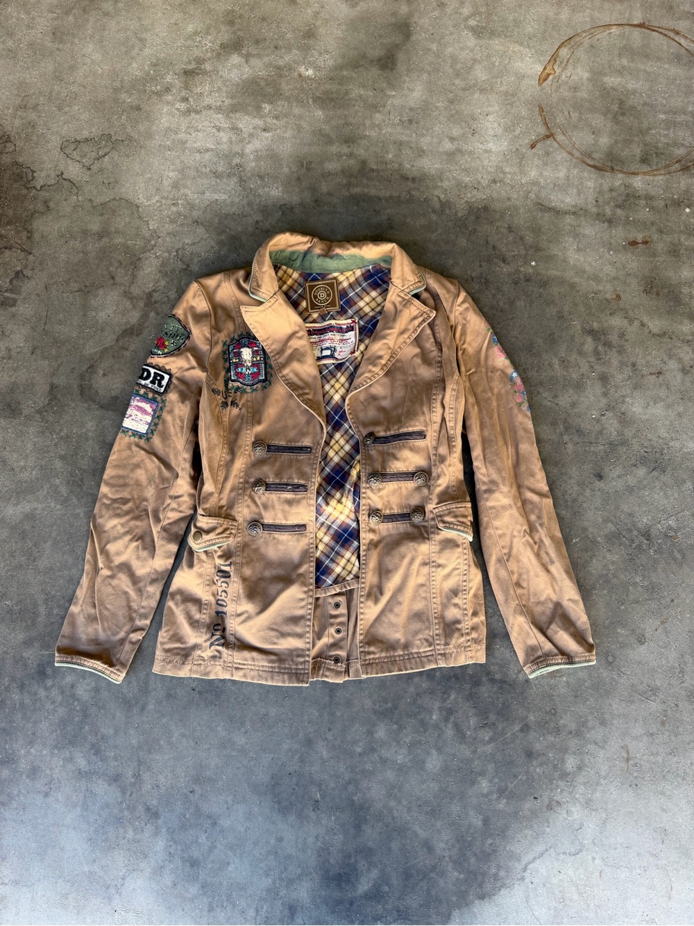 Double D Ranch Vtg Western Outlaws & Outposts Bohemian Jacket Patches Women XS